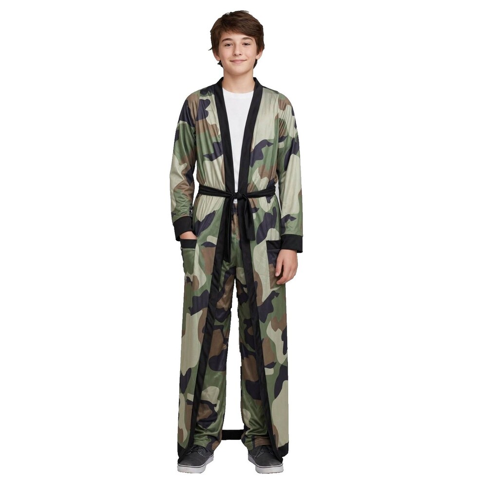 Boys Camo Army Halloween Costume Set 12-14 Robe Kimono + Pants Karate Ninja